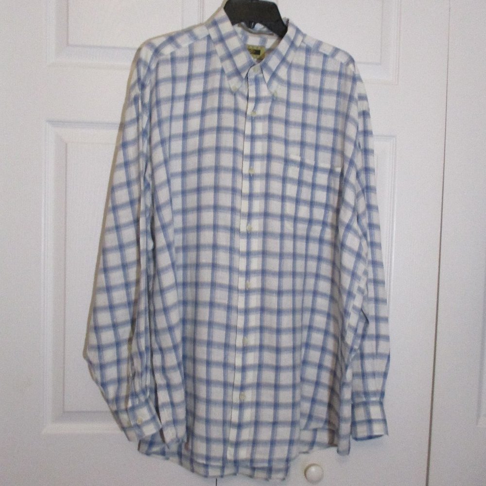 Joseph Abboud Blue White Linen Button Down sz XL - Picture 2 of 9